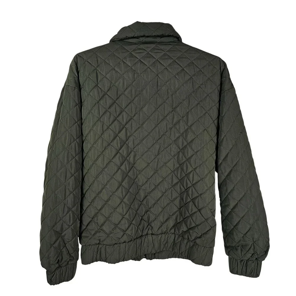 Anthropologie If By Sea Quilted‎ Bomber Jacket XS Olive Full Zip Outdoor Preppy